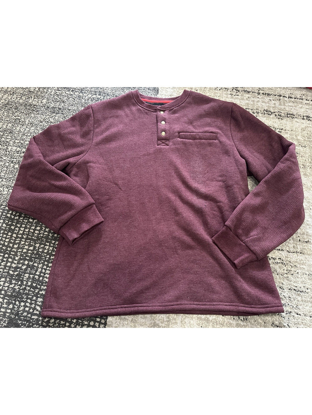 Coleman Men’s Burgundy Pullover Fleece Henley Button Pockets Size XL